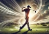 La ciencia detrás de un swing poderoso Golfista realizando un swing con gran potencia y velocidad