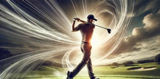 La ciencia detrás de un swing poderoso Golfista realizando un swing con gran potencia y velocidad