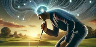 Visualización en el Golf: Entrenamiento Mental para Rendir Mejor Golfista concentrado utilizando la visualización para optimizar su rendimiento.