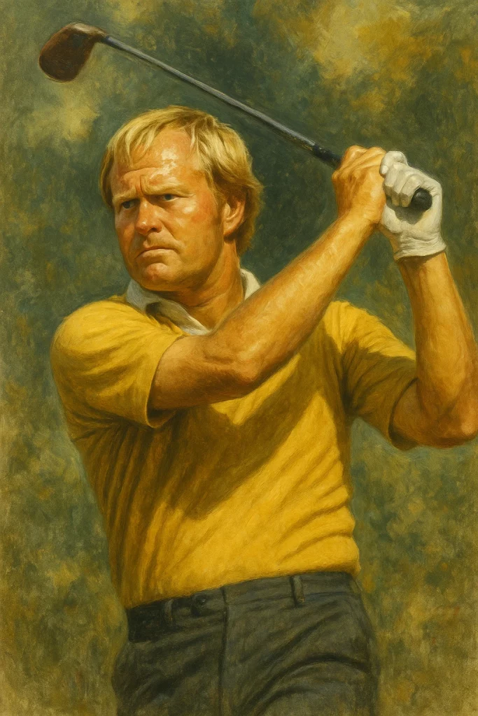 Jack Nicklaus durante su victoria en el U.S. Open 1962 en Oakmont, ilustración artística