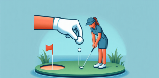 Golfista dropando una bola con penalización en el campo, siguiendo el procedimiento oficial.