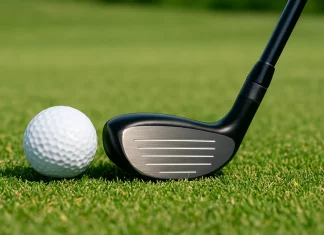 Híbridos de Golf: Qué Son, Cuándo Usarlos y Cómo Elegir el Adecuado Híbrido de golf colocado junto a una bola sobre césped