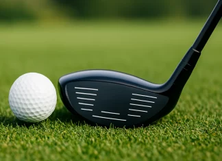 Maderas de Calle en Golf: Tipos, Usos y Diferencias con el Driver Madera 3 colocada junto a una bola sobre la calle en el campo de golf