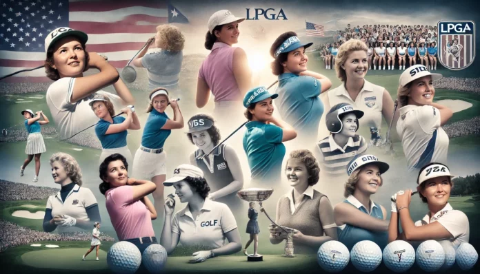 Jugadoras de golf representando momentos clave de la historia