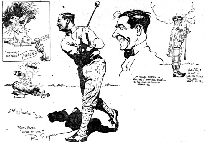 Caricatura de Walter Hagen, golfista legendario
