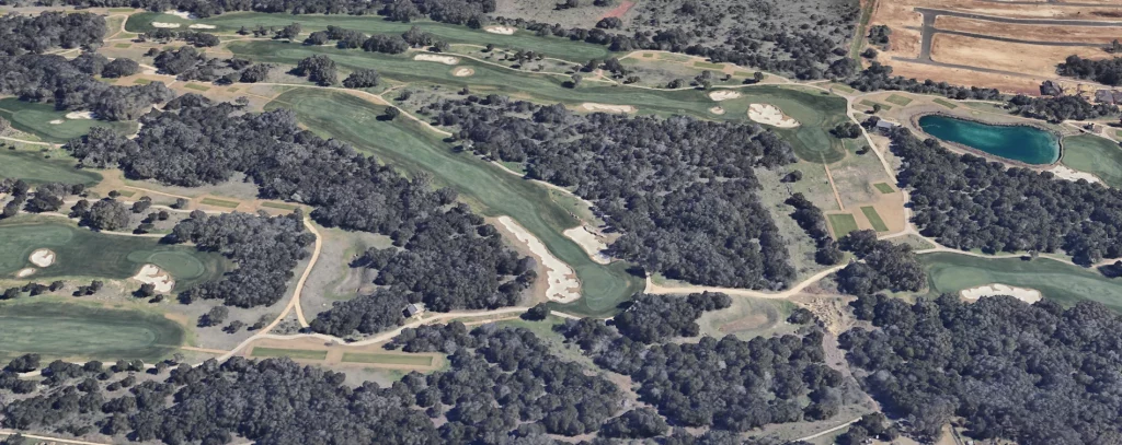 Vista aérea del campo de golf TPC San Antonio desde Google Earth