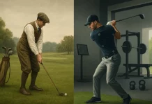 La evolución del entrenamiento en el golf masculino: del swing clásico al atleta moderno Comparación entre un golfista clásico y uno moderno en entornos de entrenamiento distintos