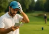 6 reglas de golf que siempre se olvidan (y pueden costarte caro) Golfista confundido en el tee leyendo tarjeta de score con expresión preocupada
