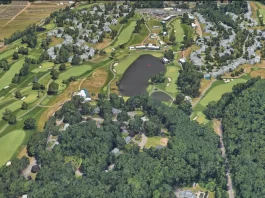Vista aérea del TPC River Highlands desde Google Earth