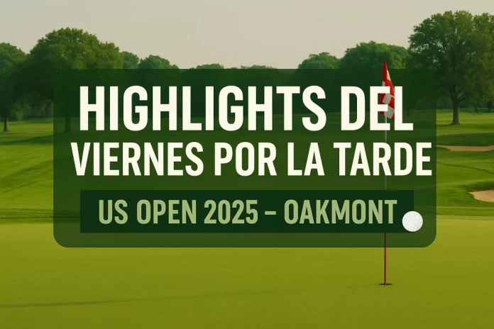 magen representativa del ambiente en Oakmont Country Club durante la jornada vespertina del viernes en el US Open 2025, utilizada como imagen destacada del artículo de highlights.