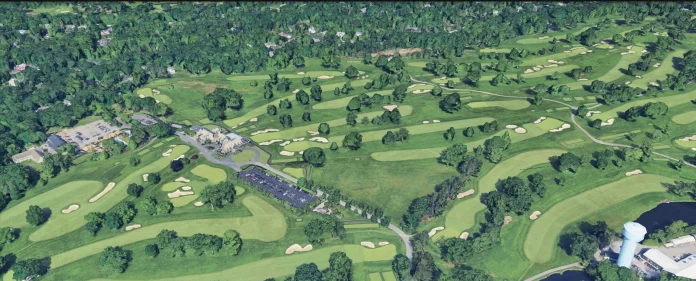 Vista satelital del campo Winged Foot Golf Club desde Google Earth