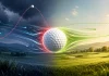La Física del Vuelo de la Bola de Golf: Ciencia para Ganar Distancia Ilustración de la aerodinámica de una bola de golf mostrando la diferencia entre viento en contra y viento a favor sobre la trayectoria de vuelo.
